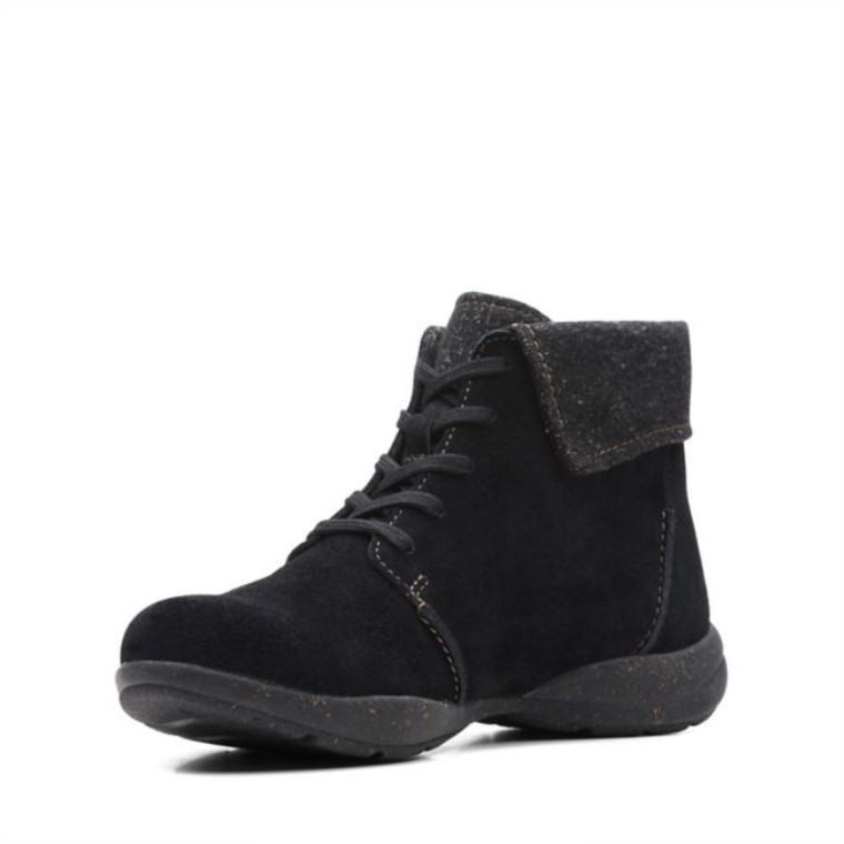 Gamuza Negra Clarks Roseville Encaje Gamuza Negra
