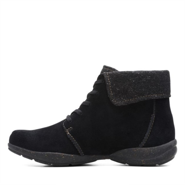 Gamuza Negra Clarks Roseville Encaje Gamuza Negra