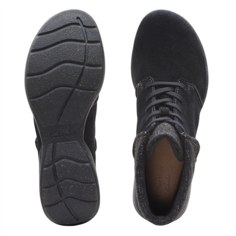 Gamuza Negra Clarks Roseville Encaje Gamuza Negra