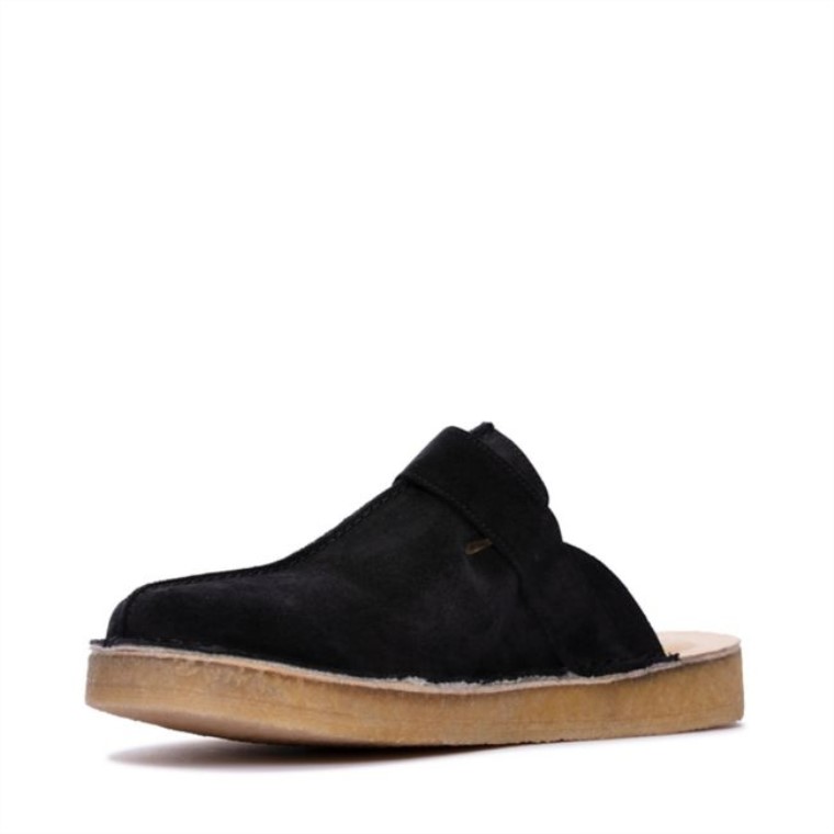 Mule Clarks Trek De Ante Negro Con Forro Cálido Negro De Ante Con Forro Cálido