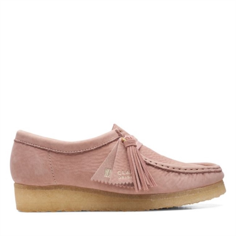 Rosa Cuero Ruborizado Clarks Wallabee Cuero Rosa Ruborizado