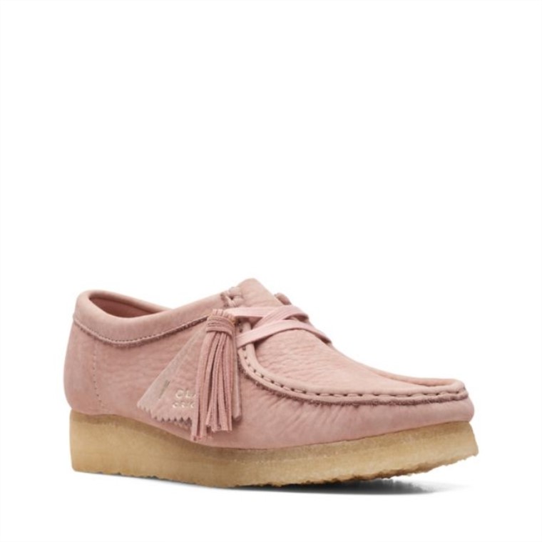 Rosa Cuero Ruborizado Clarks Wallabee Cuero Rosa Ruborizado