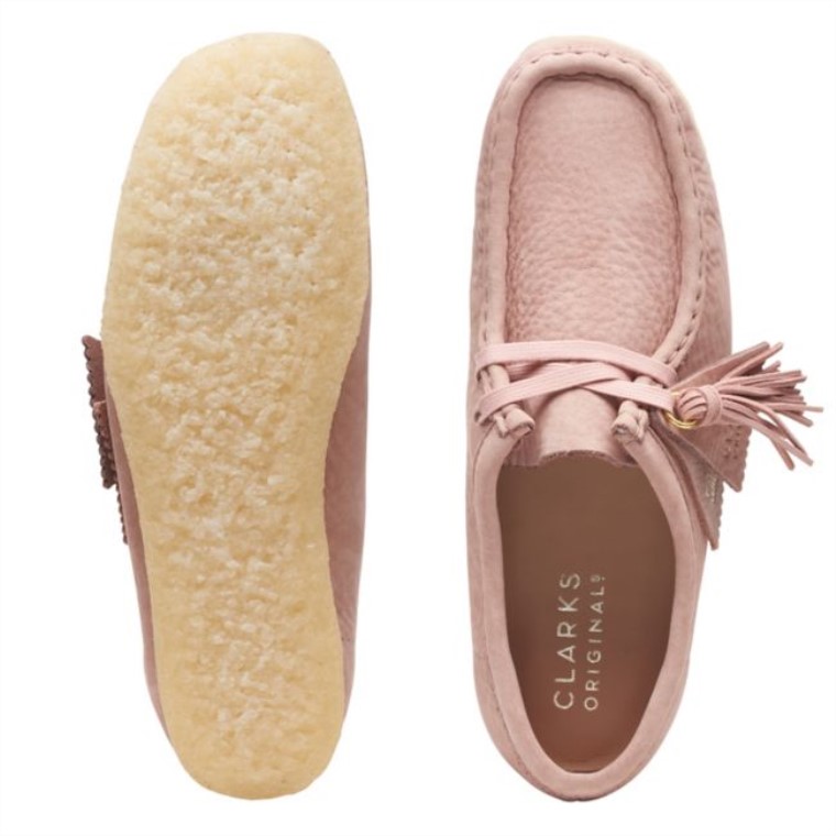 Rosa Cuero Ruborizado Clarks Wallabee Cuero Rosa Ruborizado