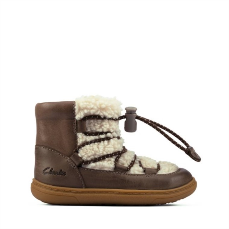 Cuero Marrón Flash Moon Niño Cuero Marrón Clarks
