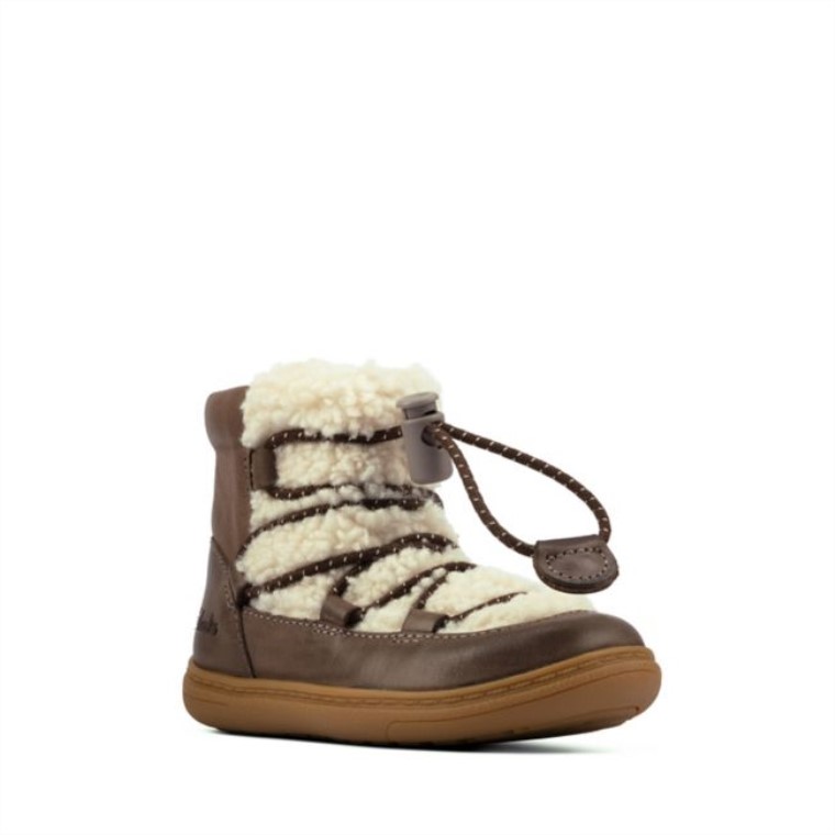 Cuero Marrón Flash Moon Niño Cuero Marrón Clarks