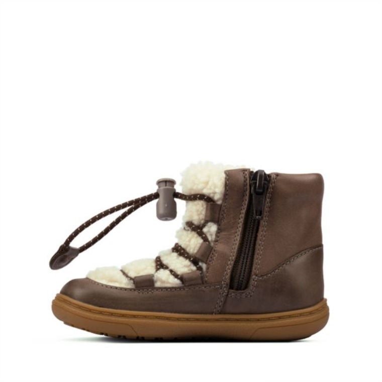 Cuero Marrón Flash Moon Niño Cuero Marrón Clarks