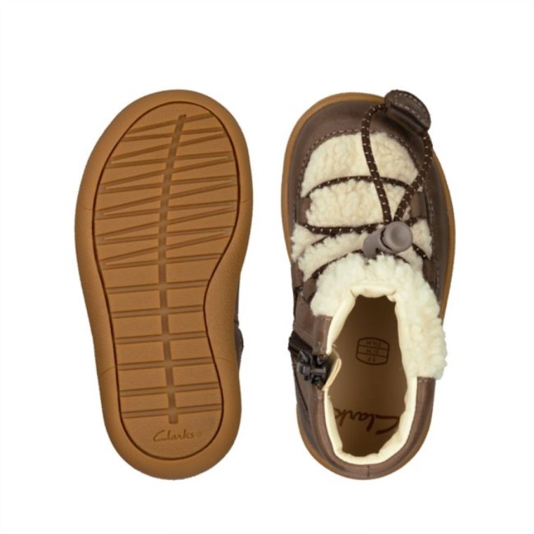 Cuero Marrón Flash Moon Niño Cuero Marrón Clarks