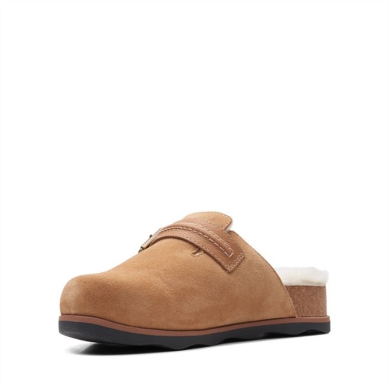 Brynn Slide Gamuza Bronceada Clarks Gamuza Bronceada