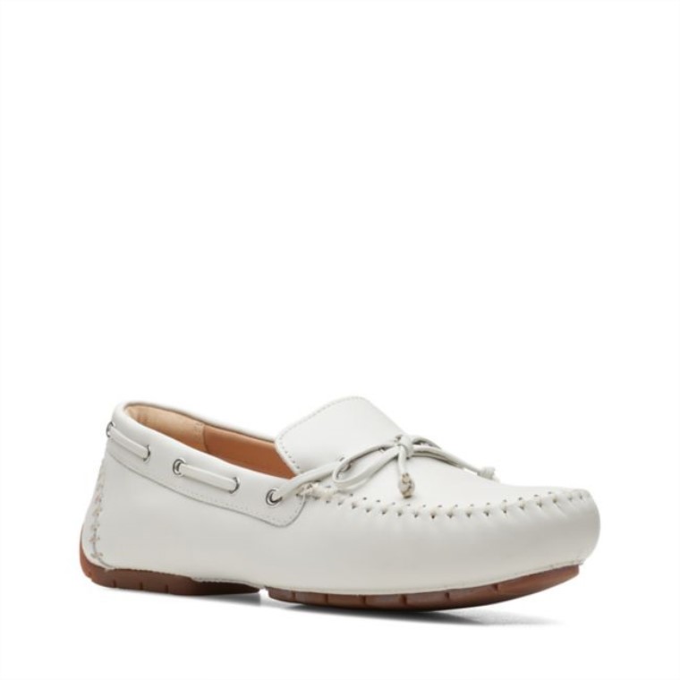 C Mocc Corbata Cuero Blanco Cuero Blanco Clarks