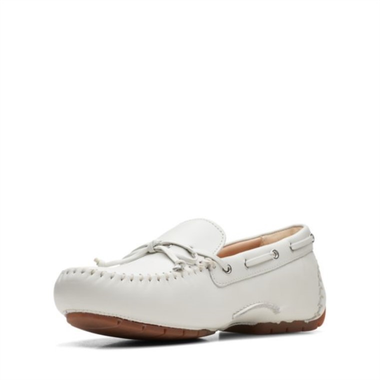 C Mocc Corbata Cuero Blanco Cuero Blanco Clarks