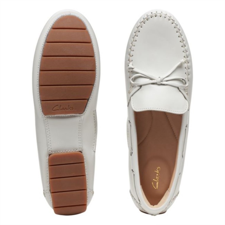 C Mocc Corbata Cuero Blanco Cuero Blanco Clarks