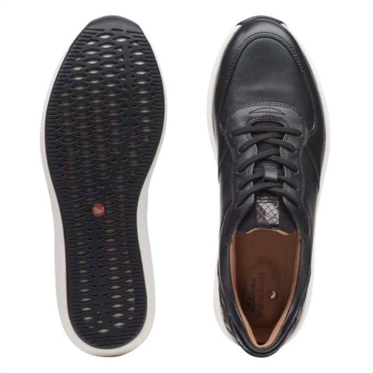 Cuero Combi Negro Clarks Un Rio Sprint Cuero Combi Negro