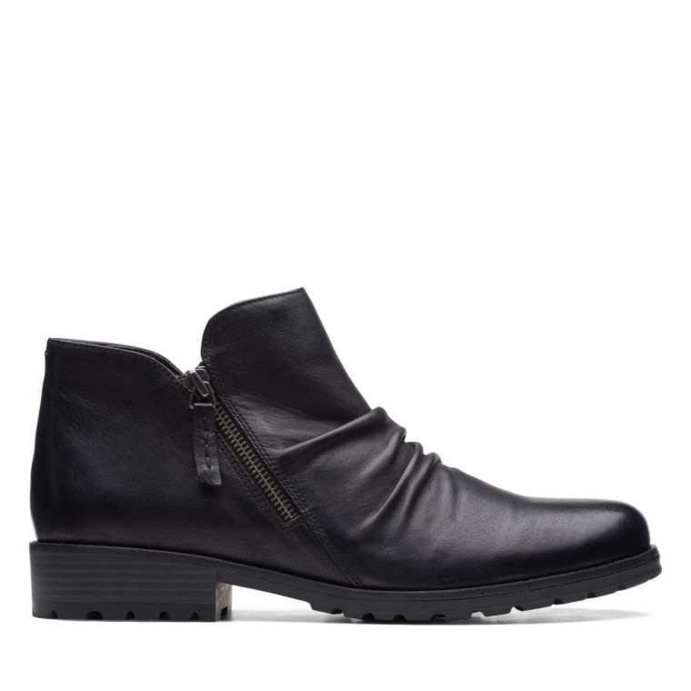 Cuero Negro Clarks Cremallera Clarkwell Cuero Negro