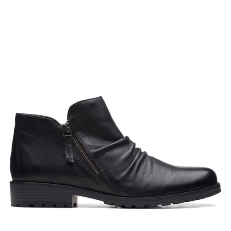 Cuero Negro Clarks Cremallera Clarkwell Cuero Negro
