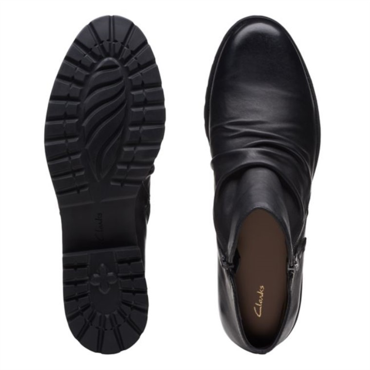 Cuero Negro Clarks Cremallera Clarkwell Cuero Negro