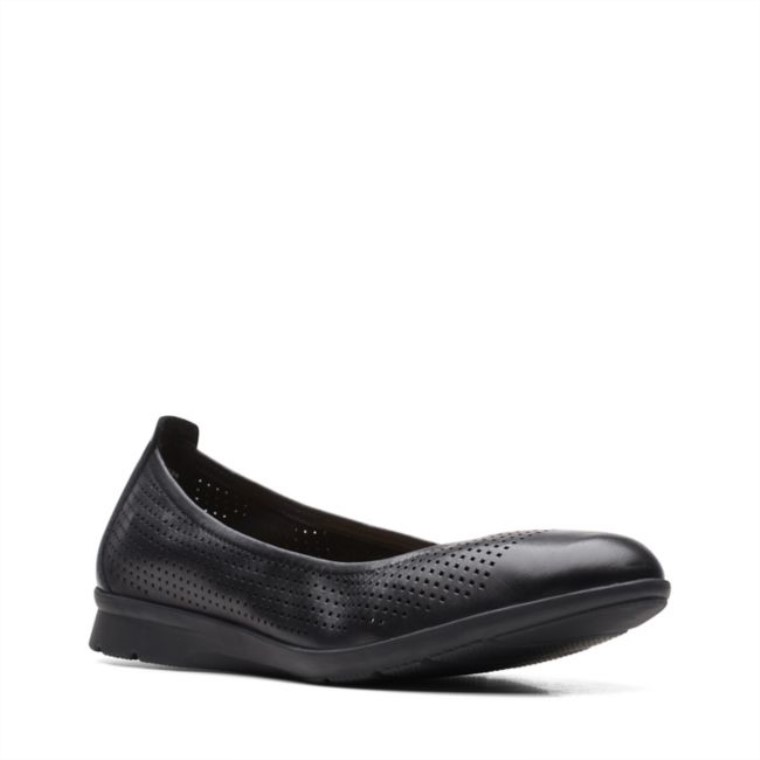 Clarks Cuero Negro Jenette Facilidad Cuero Negro
