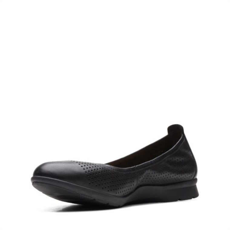 Clarks Cuero Negro Jenette Facilidad Cuero Negro