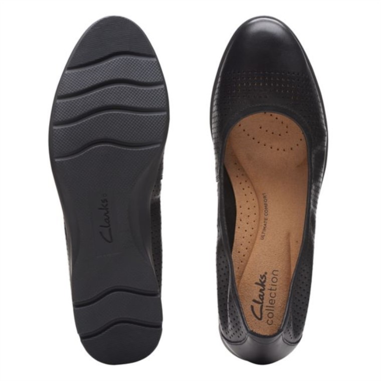 Clarks Cuero Negro Jenette Facilidad Cuero Negro