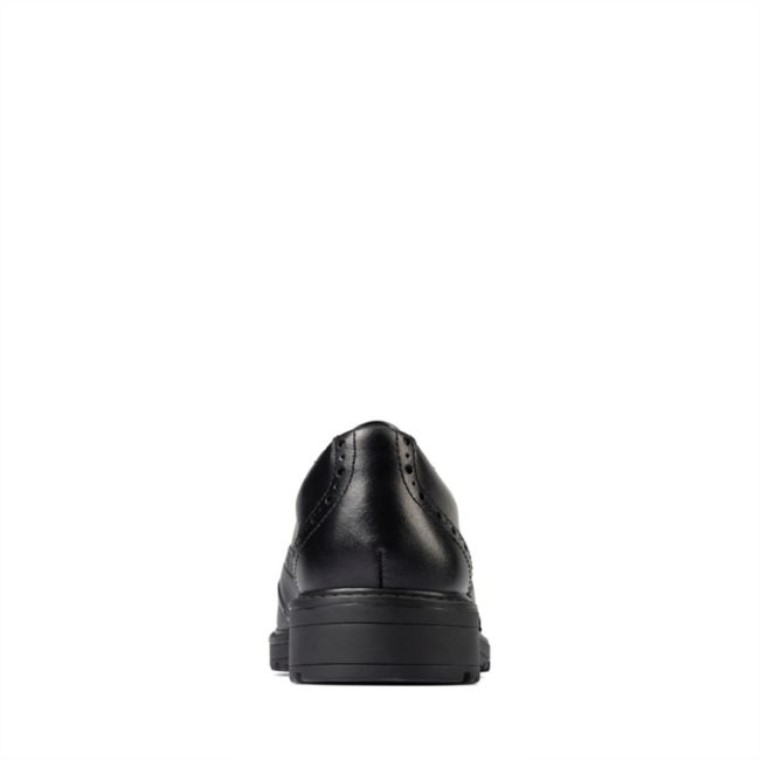 Clarks Cuero Negro Loxham Brogue Juvenil Cuero Negro
