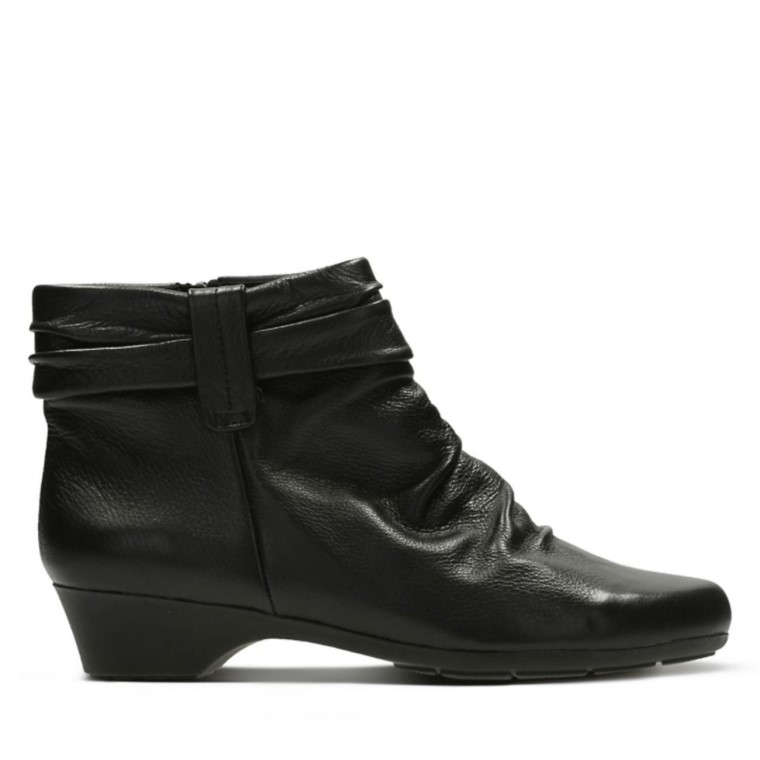 Clarks Cuero Negro Matrona Ella Cuero Negro