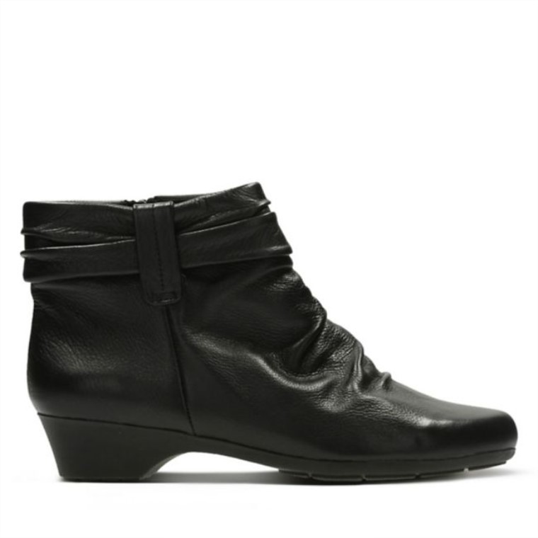 Clarks Cuero Negro Matrona Ella Cuero Negro