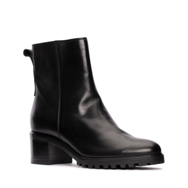 Clarks Cuero Negro Cremallera Meraleigh Cuero Negro