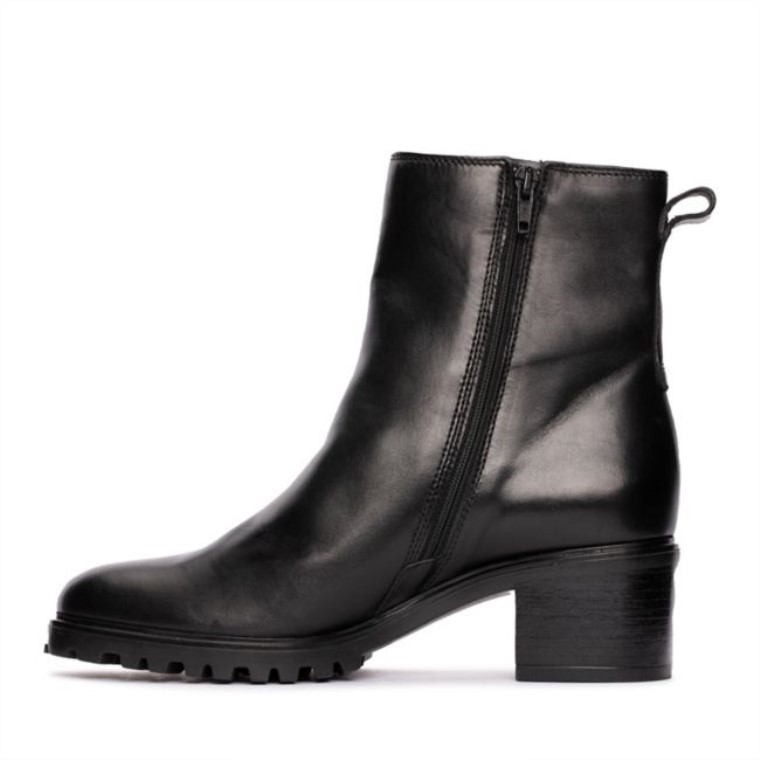 Clarks Cuero Negro Cremallera Meraleigh Cuero Negro