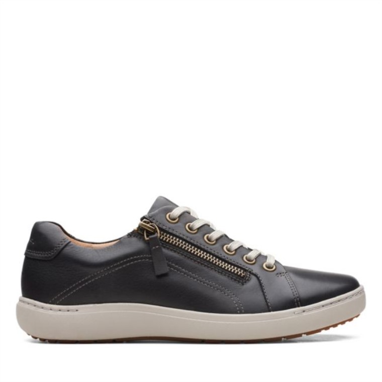 Clarks Cuero Negro Nalle Encaje Cuero Negro