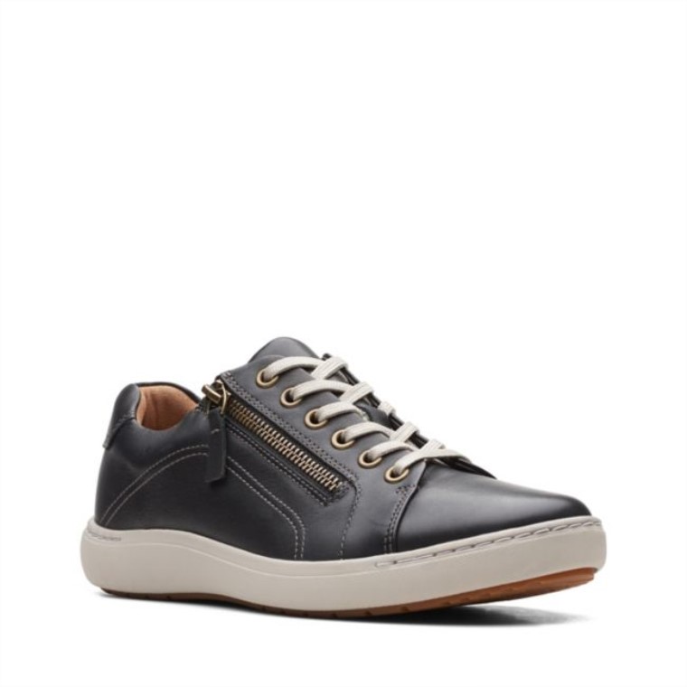 Clarks Cuero Negro Nalle Encaje Cuero Negro
