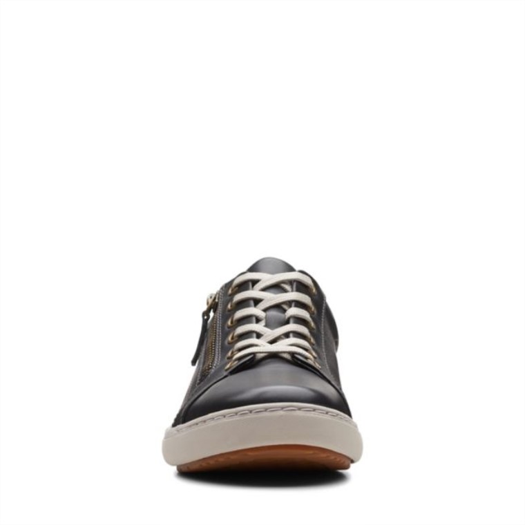 Clarks Cuero Negro Nalle Encaje Cuero Negro