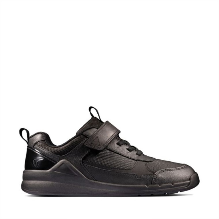 Clarks Cuero Negro Orbit Sprint Juvenil Cuero Negro