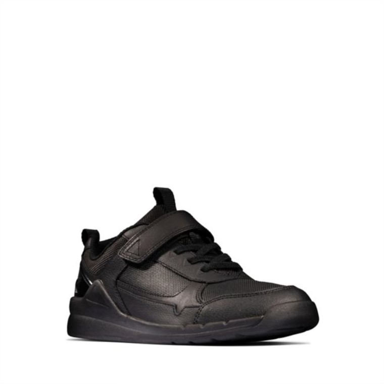 Clarks Cuero Negro Orbit Sprint Juvenil Cuero Negro