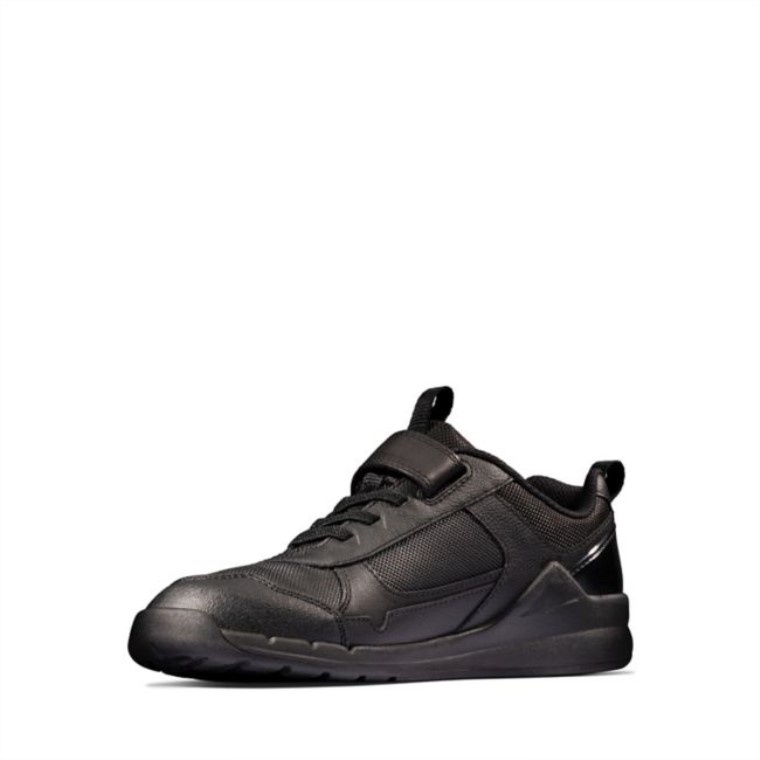 Clarks Cuero Negro Orbit Sprint Juvenil Cuero Negro