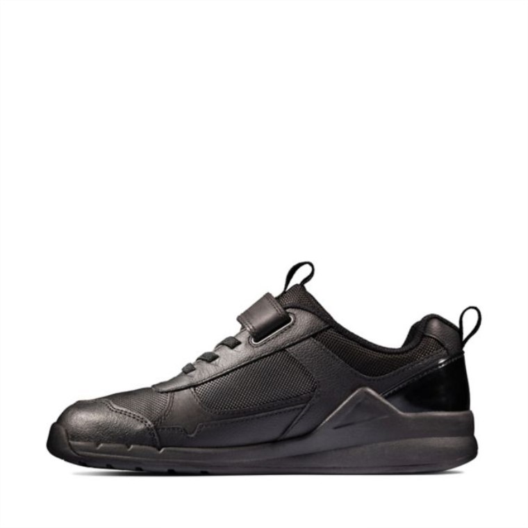 Clarks Cuero Negro Orbit Sprint Juvenil Cuero Negro