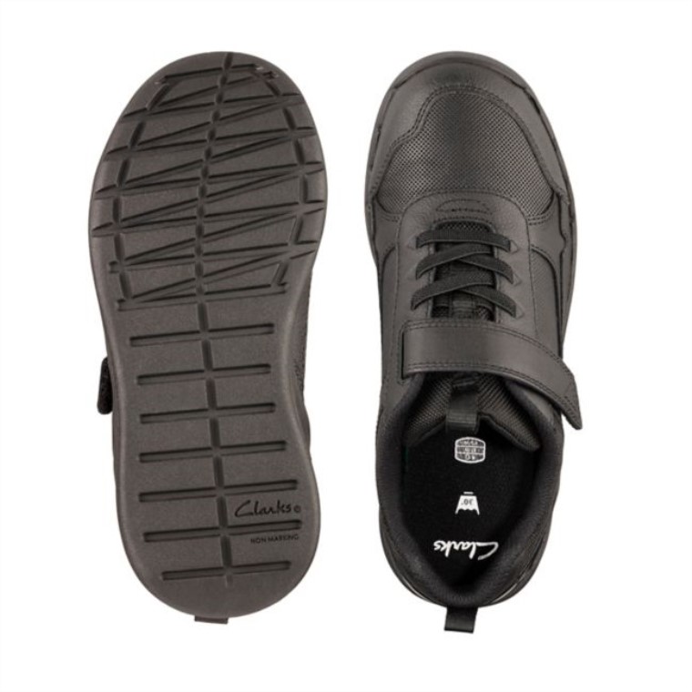 Clarks Cuero Negro Orbit Sprint Juvenil Cuero Negro