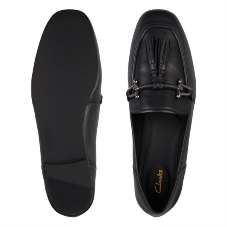 Clarks Cuero Negro Pure 2 Borlas Cuero Negro