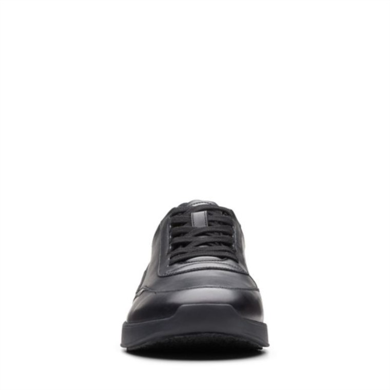 Cuero Negro Clarks Race Lite Encaje Cuero Negro