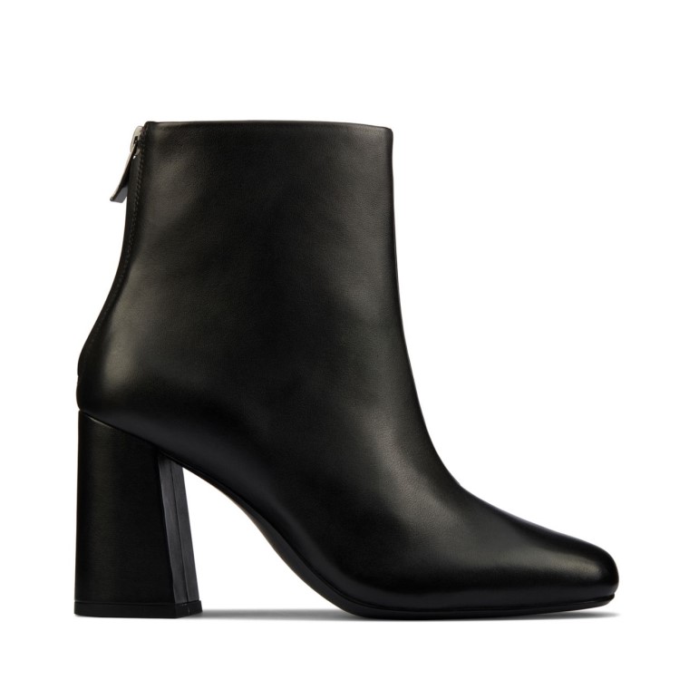 Cuero Negro Clarks Sheer85 Cremallera Cuero Negro