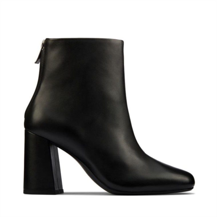 Cuero Negro Clarks Sheer85 Cremallera Cuero Negro