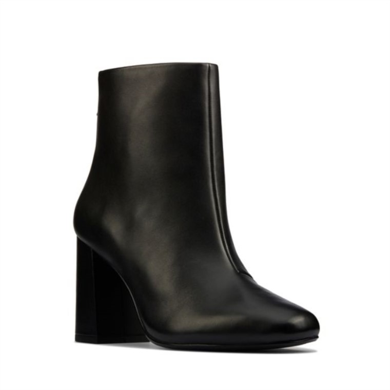 Cuero Negro Clarks Sheer85 Cremallera Cuero Negro