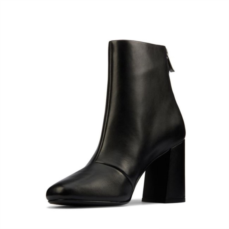 Cuero Negro Clarks Sheer85 Cremallera Cuero Negro