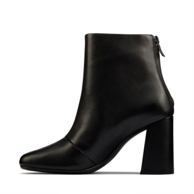 Cuero Negro Clarks Sheer85 Cremallera Cuero Negro