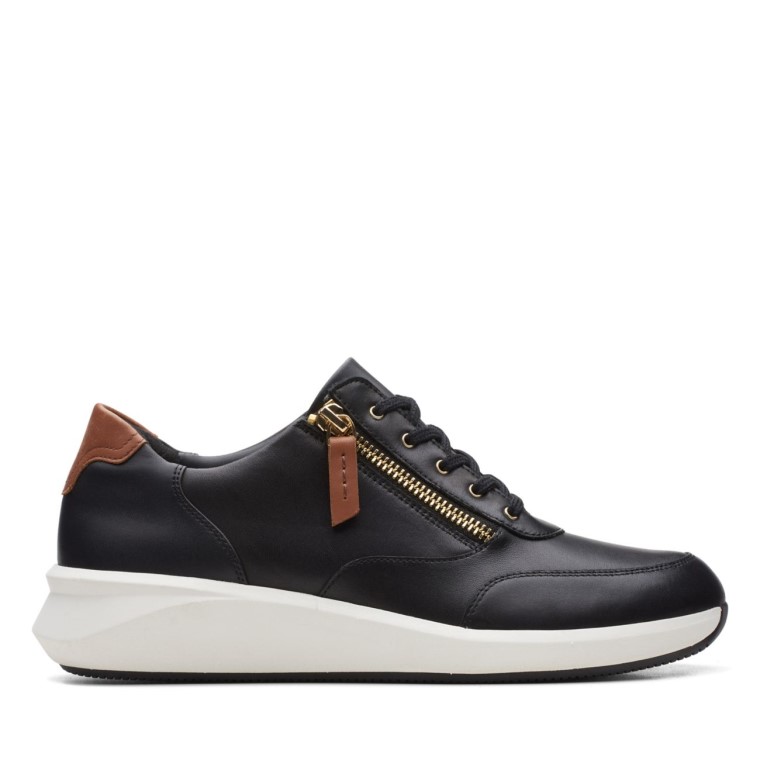 Cuero Negro Clarks Un Rio Zip Cuero Negro