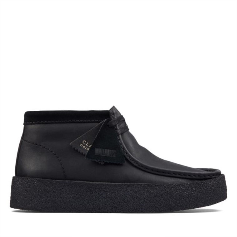 Clarks Cuero Negro Taza Wallabee Bt Cuero Negro