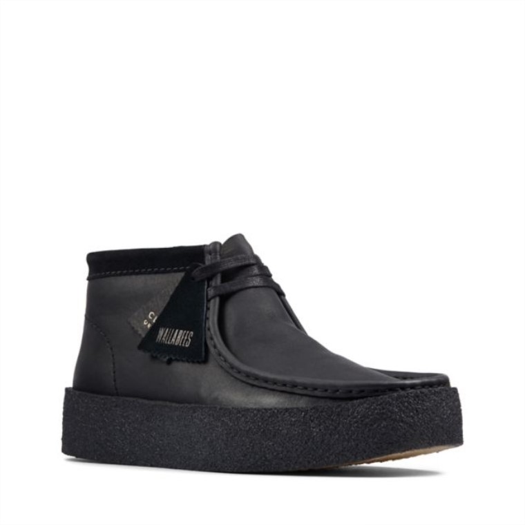 Clarks Cuero Negro Taza Wallabee Bt Cuero Negro
