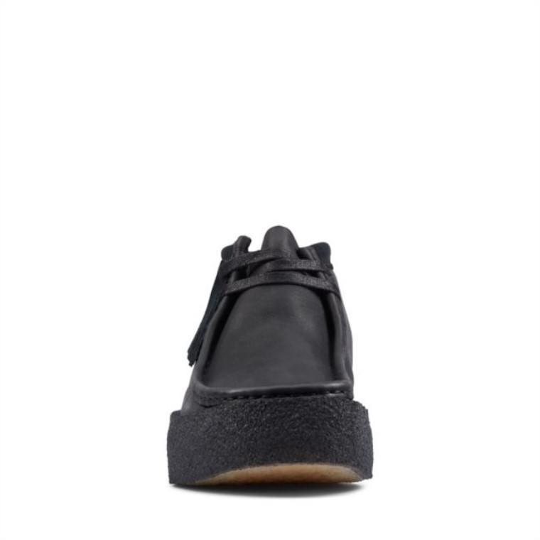 Clarks Cuero Negro Taza Wallabee Bt Cuero Negro