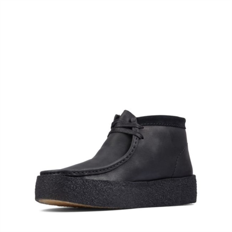 Clarks Cuero Negro Taza Wallabee Bt Cuero Negro