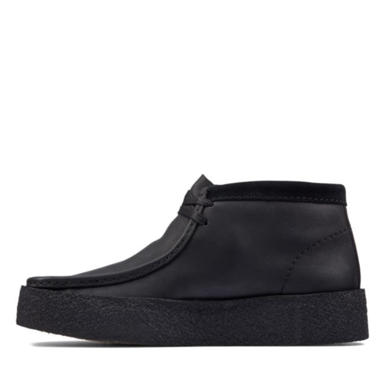 Clarks Cuero Negro Taza Wallabee Bt Cuero Negro