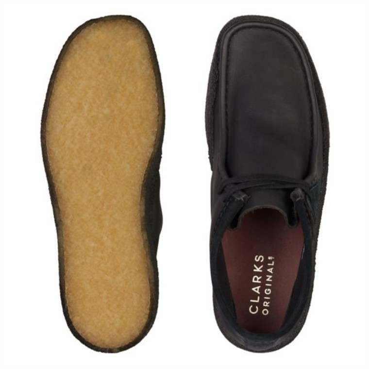 Clarks Cuero Negro Taza Wallabee Bt Cuero Negro