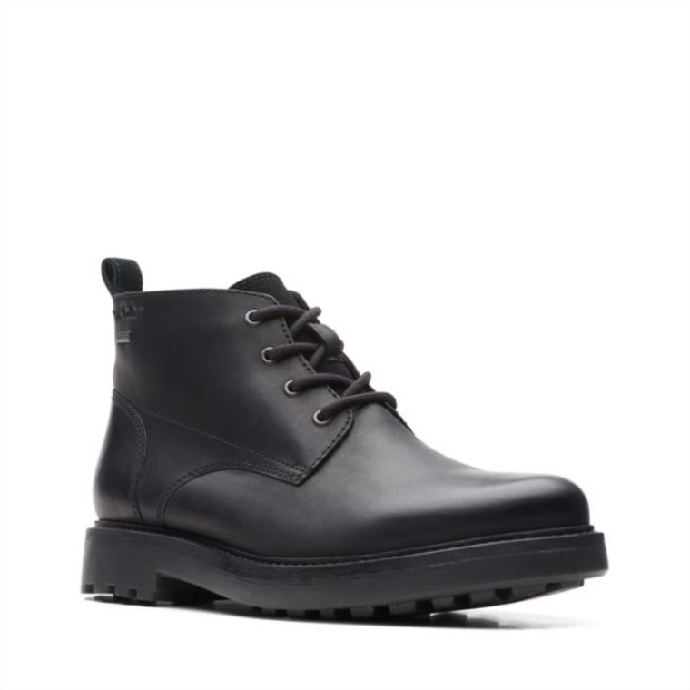 Clarks Cuero Aceitoso Negro Chard Mid Gore-tex Cuero Aceitoso Negro